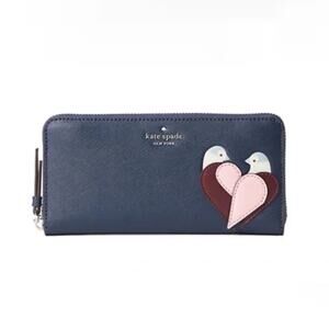 Kate spade Lovebirds continental wallet Saffiano leather blue Limited Edition